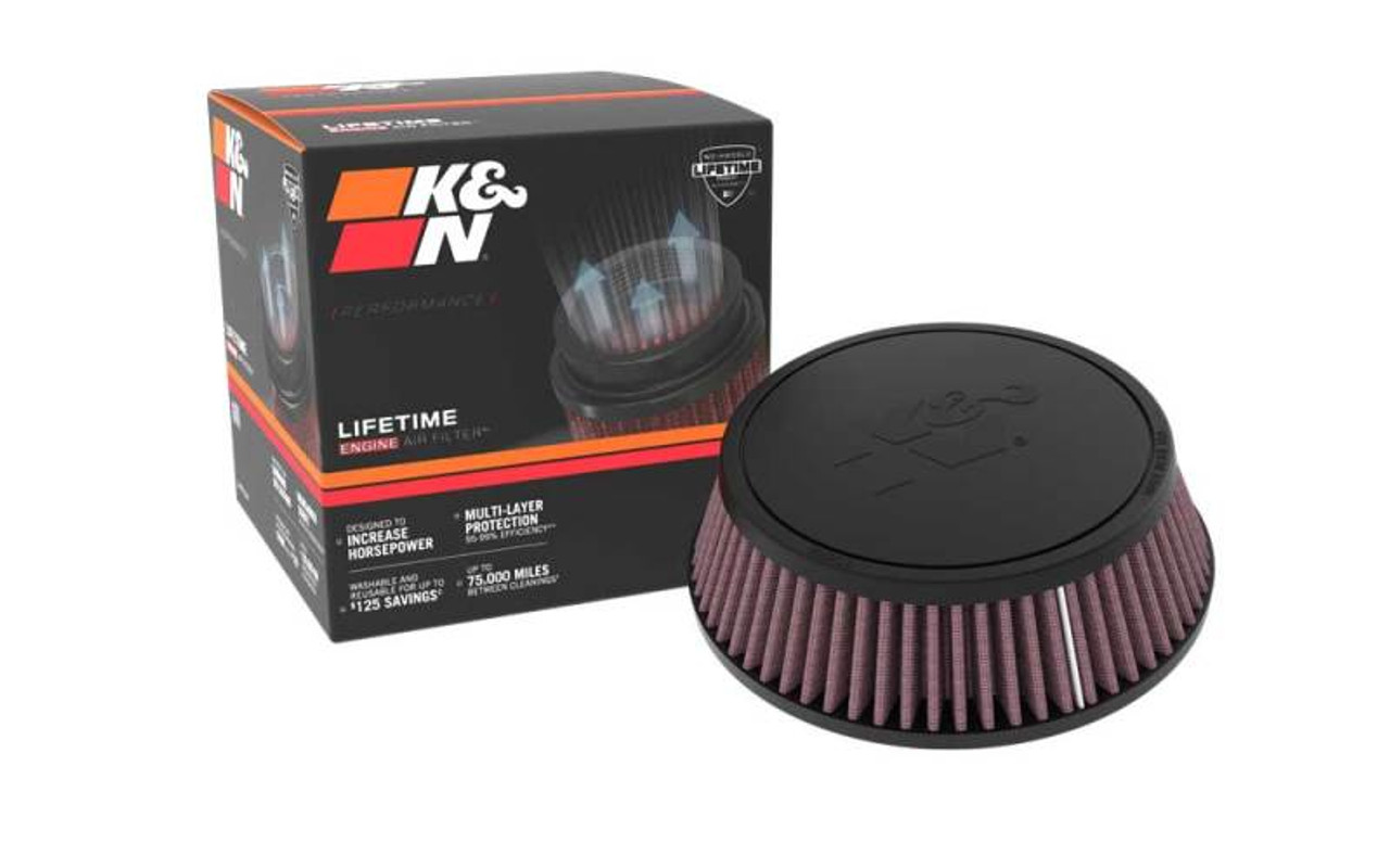 K&N Universal Rubber Filter 0.75in FLG 4.0625in OD 2.1875in Height - RU-4480 Photo - out of package