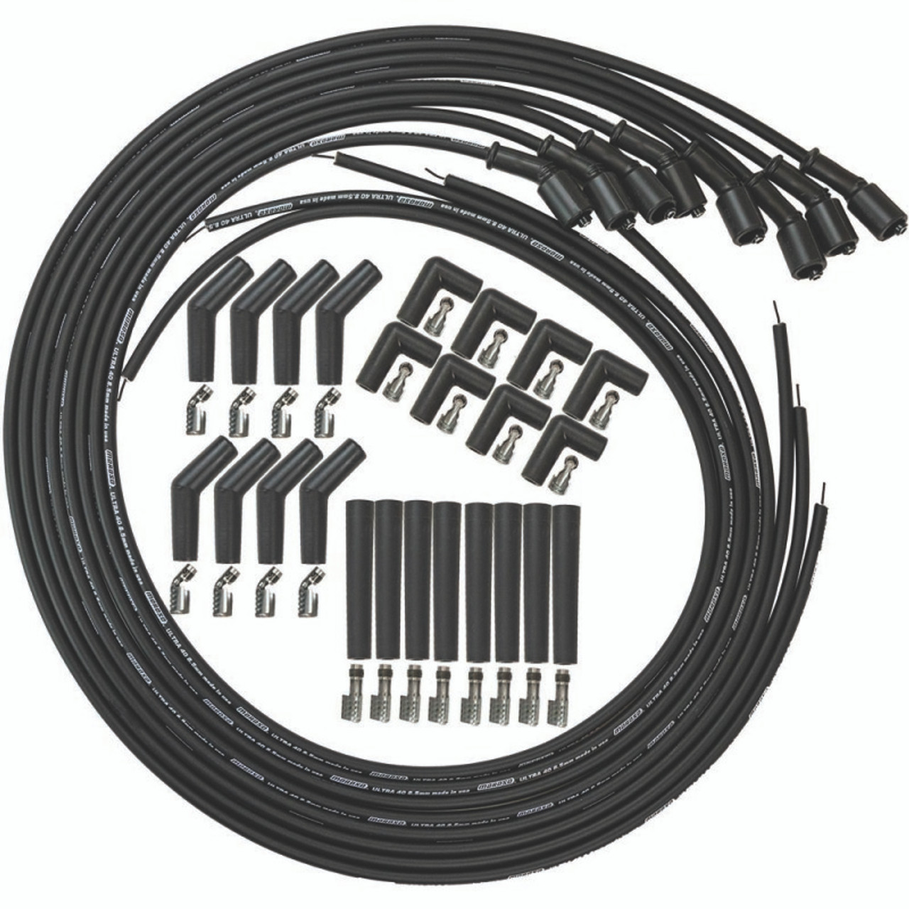 Moroso GM LS/LT 8.5mm Ultra 40 Universal Wire Set - Black w/90/135/Straight Plug Ends - 73749 User 1