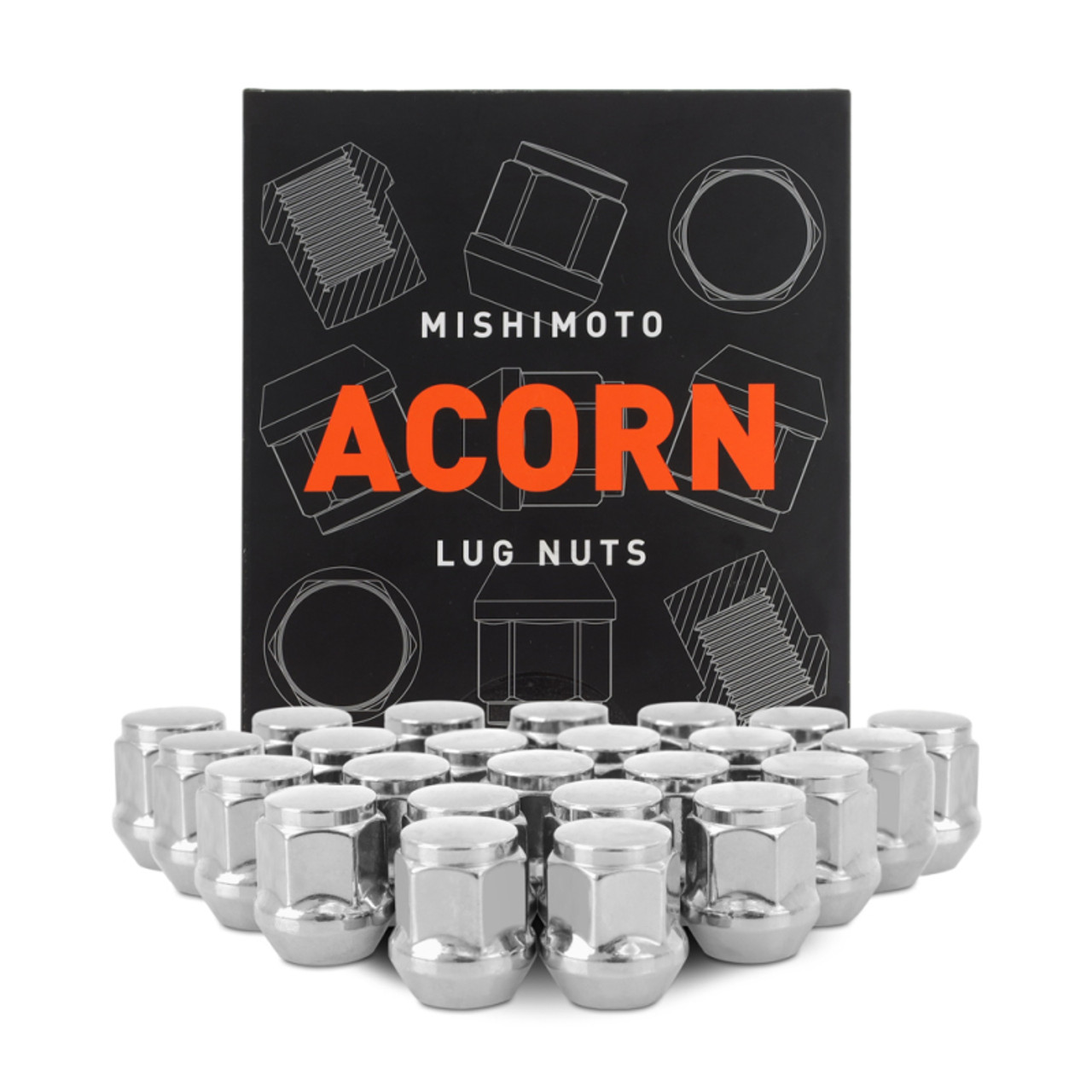 Mishimoto Steel Acorn Lug Nuts M14 x 1.5 - 24pc Set - Chrome - MMLG-AC1415-24CH Photo - Primary