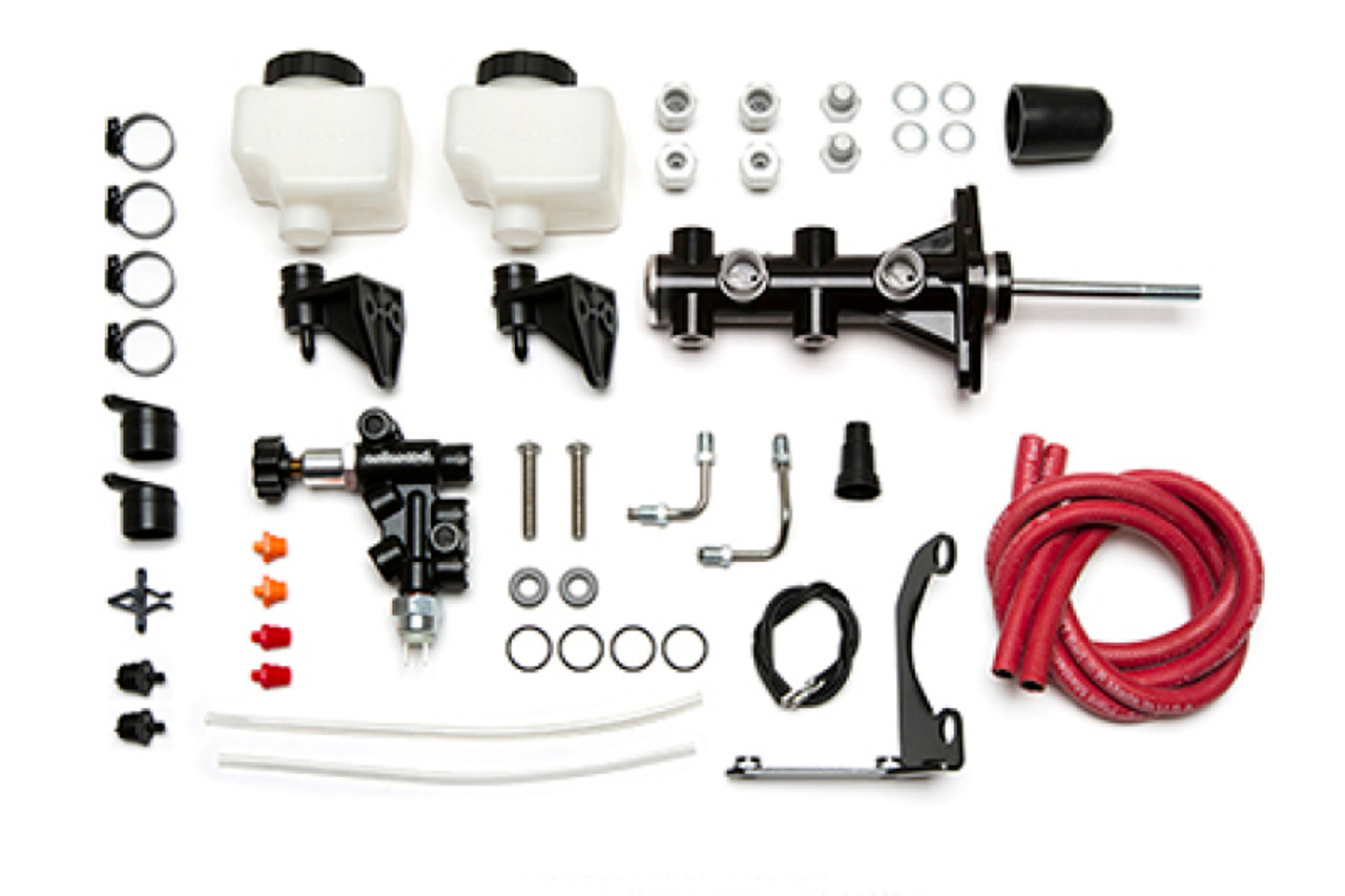 Wilwood Remote Tandem M/C - 1.12in Bore - w/Bracket and Valve (Pushrod) - Black - 261-14391-BK Photo - Primary