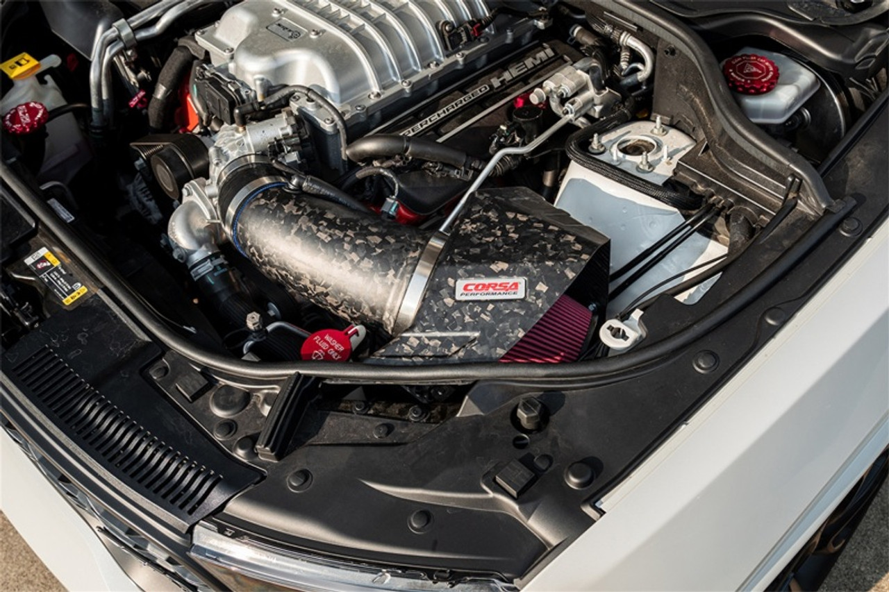 Corsa 2020-2025 Dodge Durango SRT Hellcat Carbon Fiber Air Intake w/ DryTech Forged CF - Black - 44011D-MF Photo - Mounted