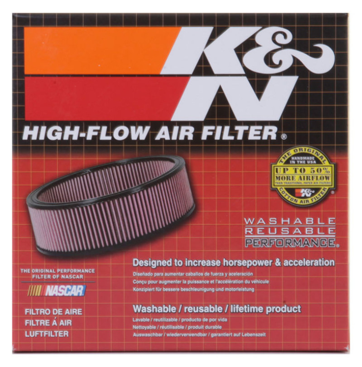 K&N Universal Round Air Filter 6-3/8in OD 5in ID 2-1/2in Height - E-3260 Photo - in package