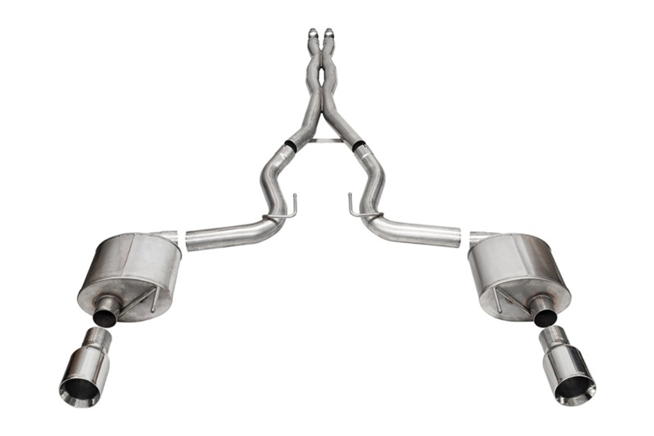 Corsa 2024 Ford MustangGT Sport Cat-Back Exhaust Sys. 3.0in Dual Rear Exit w/4.5in Straight Cut Tips - 21255 Photo - Primary