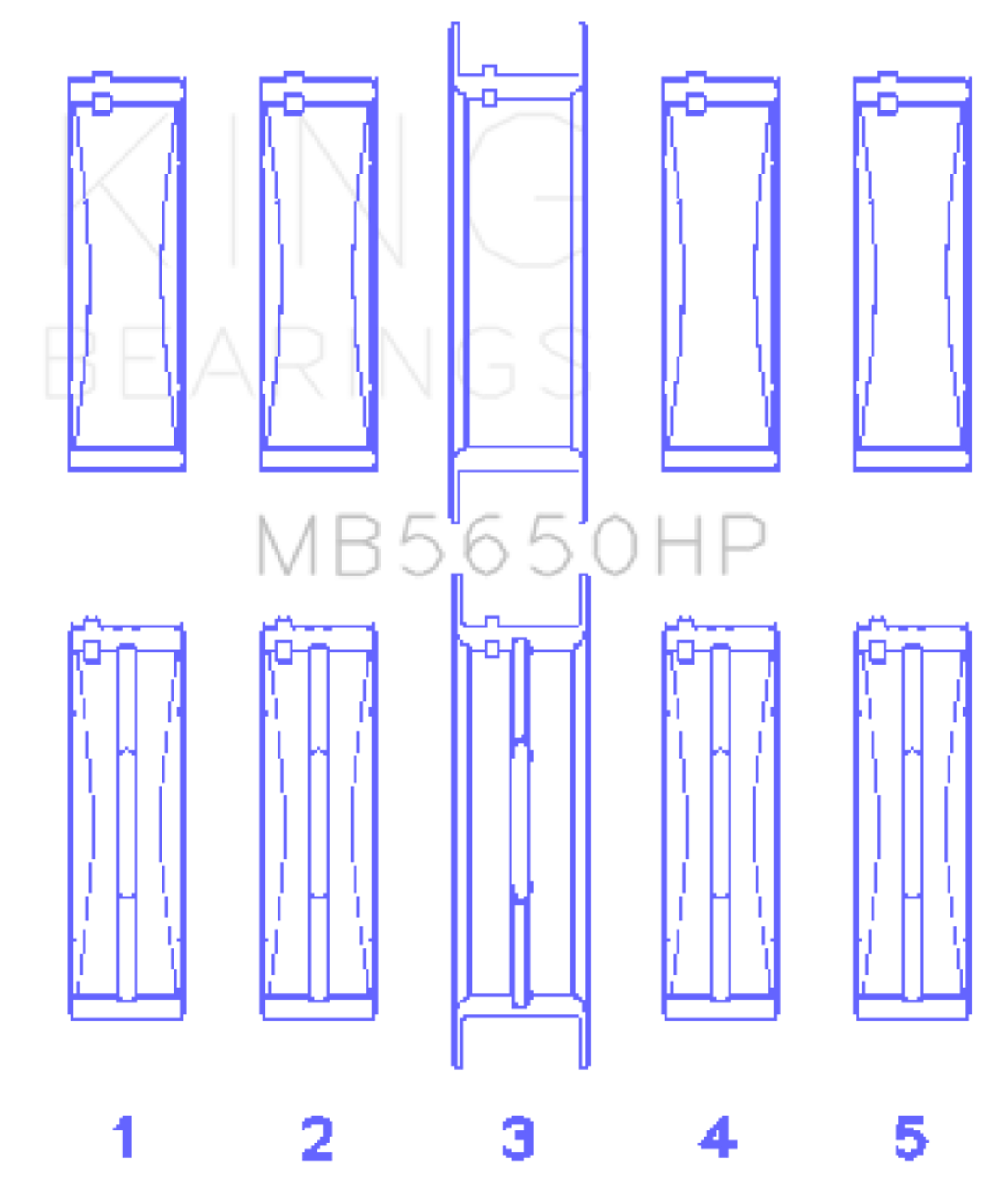 King Ford 370/429/460 16V OHV (Size .001) Crankshaft Main Bearing Set - MB5650HP001 Photo - Primary