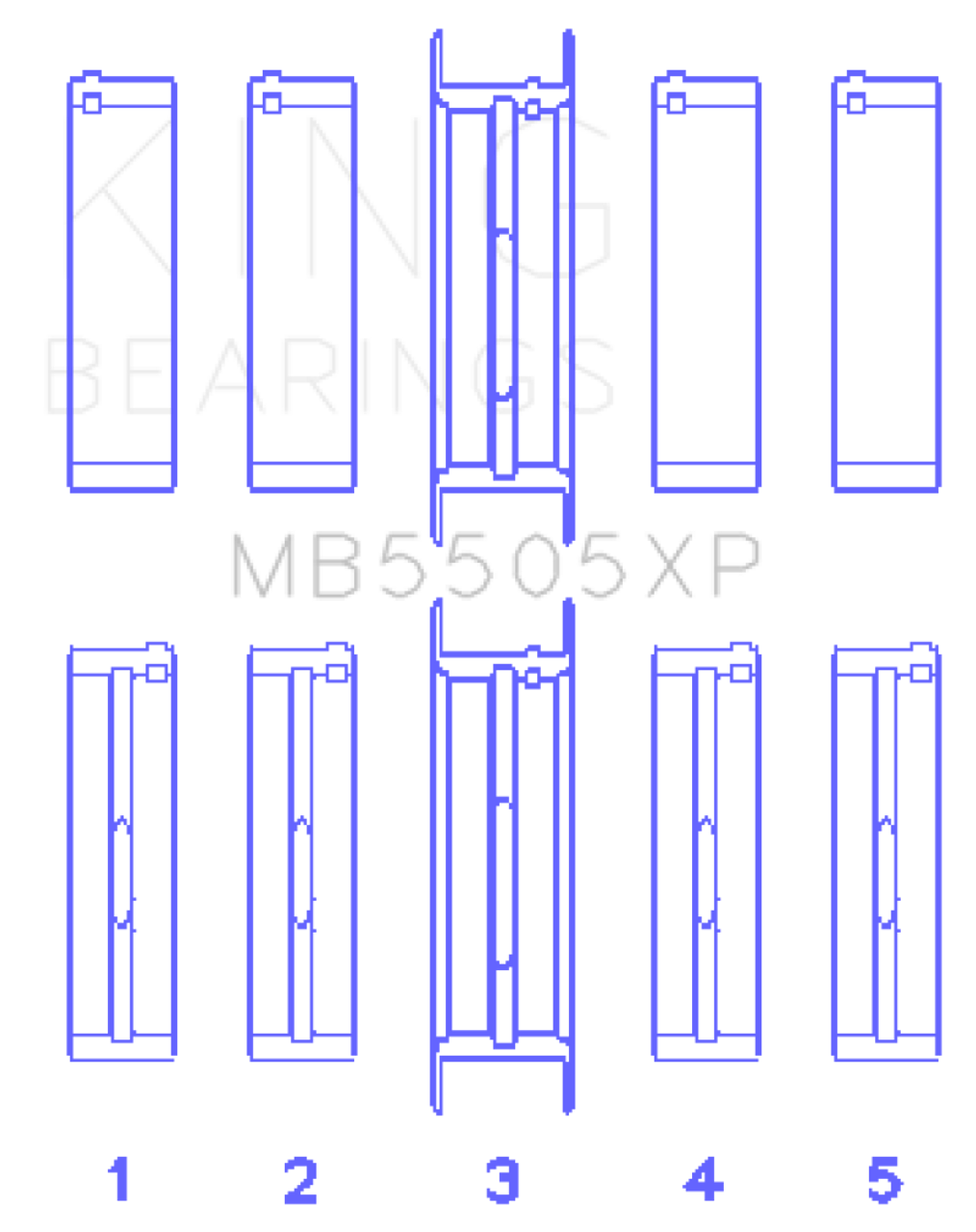 King Ford V8 351ci 5.8L / 400ci 6.6L 16V (Size .001) Main Bearing Set - MB5505XP001 Photo - Primary