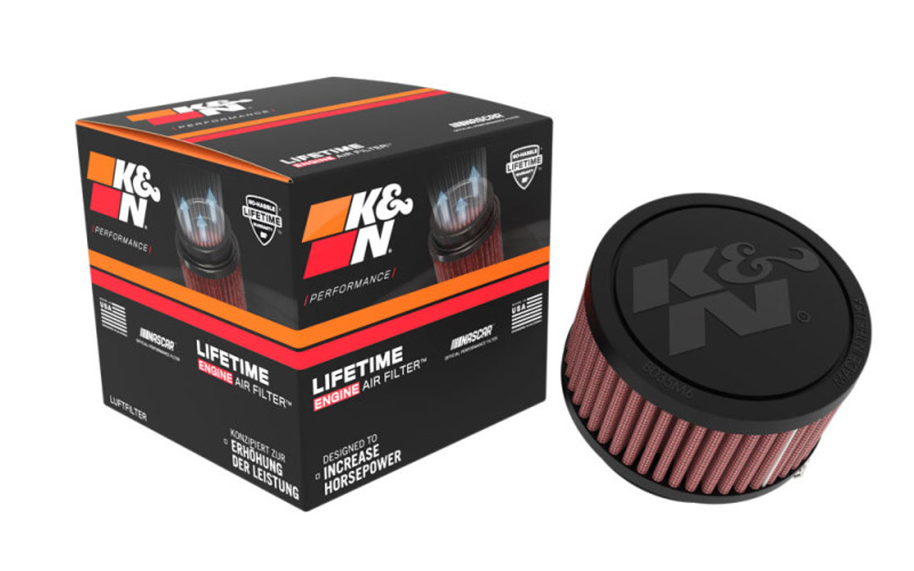K&N Universal Clamp-On Air Filter 2.25in Flange ID 3.5in OD 2in Height - RU-1900 Photo - out of package