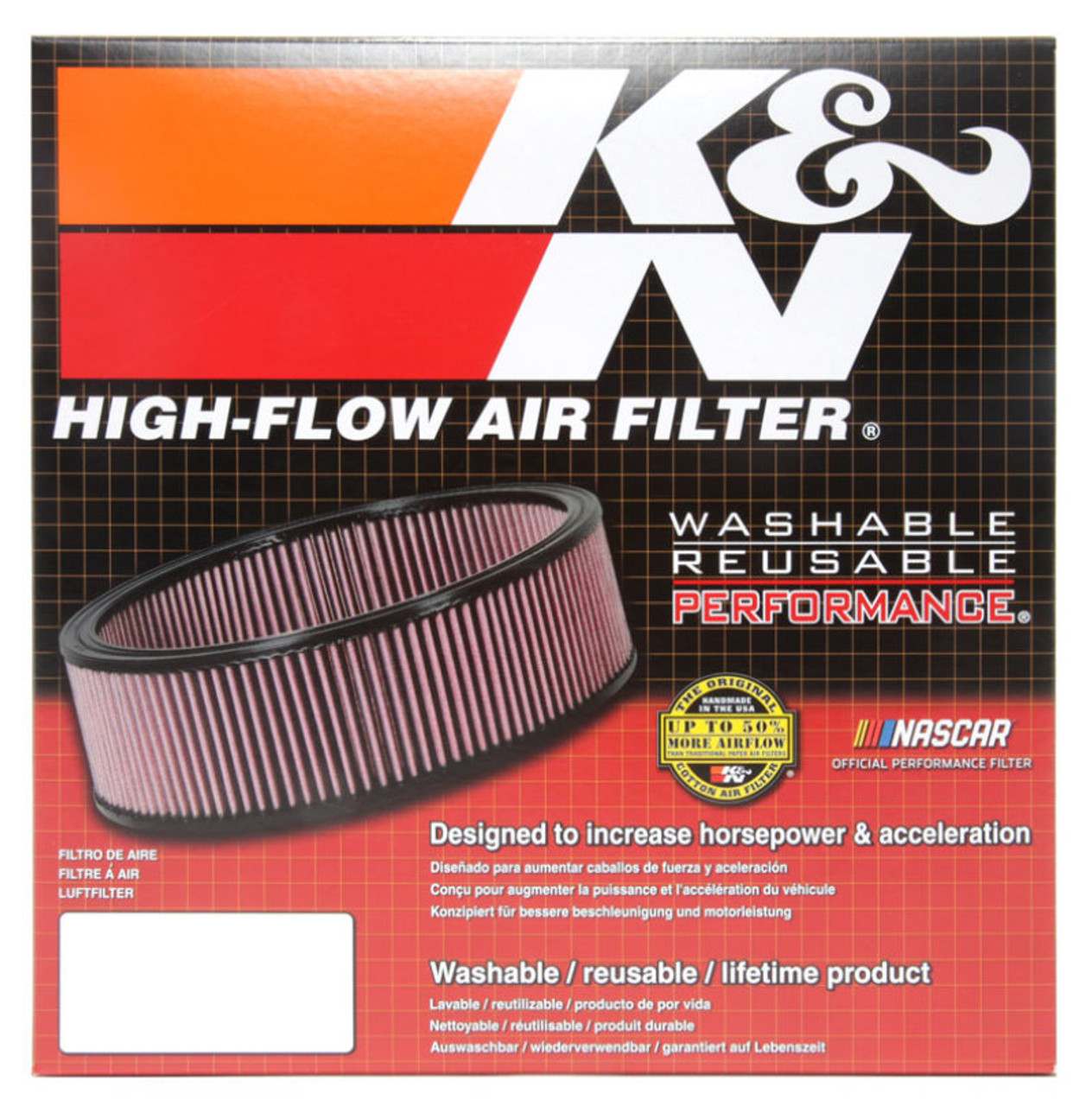 K&N Universal Custom Air Filter - Unique Shape 10.813in OD / 2.188in Height - E-3982 Photo - in package