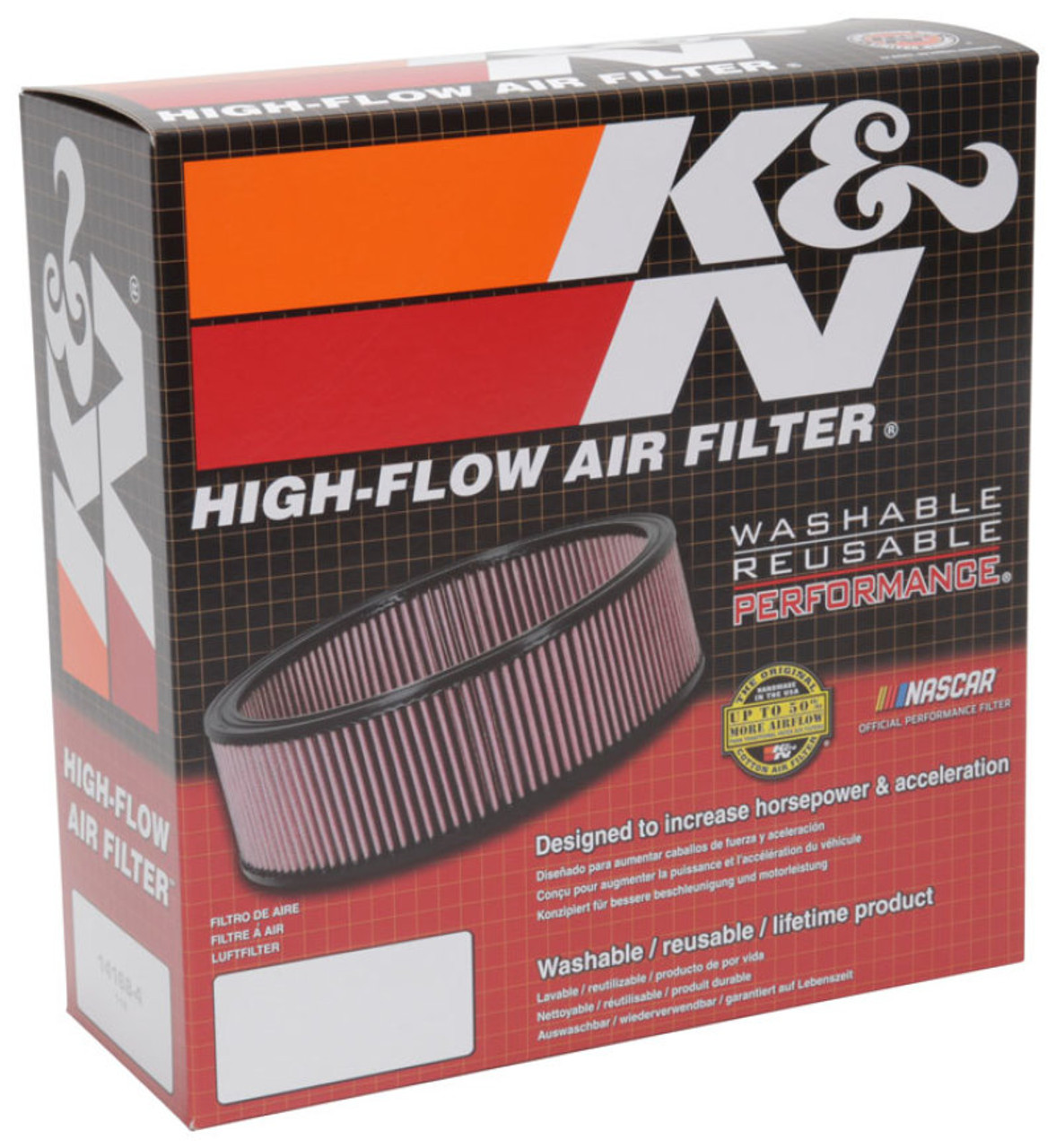 K&N Universal Custom Air Filter - Unique Shape 10.813in OD / 2.188in Height - E-3982 Photo - in package