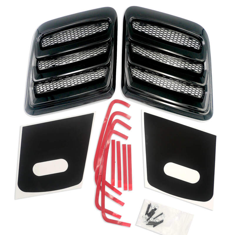 Roush 2018-2023 Mustang Hood Heat Extractors - Gloss Black - 422325 Photo - Close Up