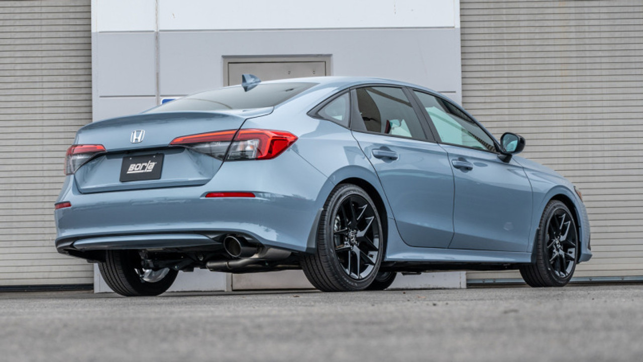 Borla 22-24 Honda Civic Sport 2.25in S-Type Cat Back 4in Tip - Black Chrome - 140941BC Photo - lifestyle view
