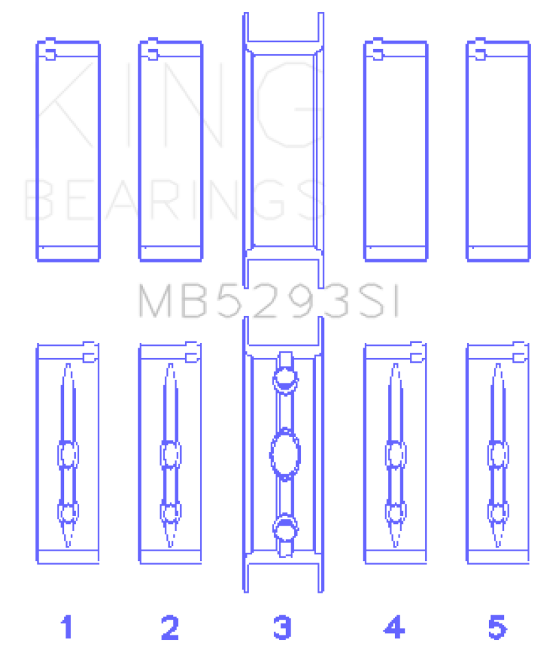 King GM 294/325/345/364CI 4.8/5.3/5.7/6.0L L20/LS1/LS2/LS4/LS6 (Size 040) Main Bearing Set - MB5293SI 040 Photo - Primary