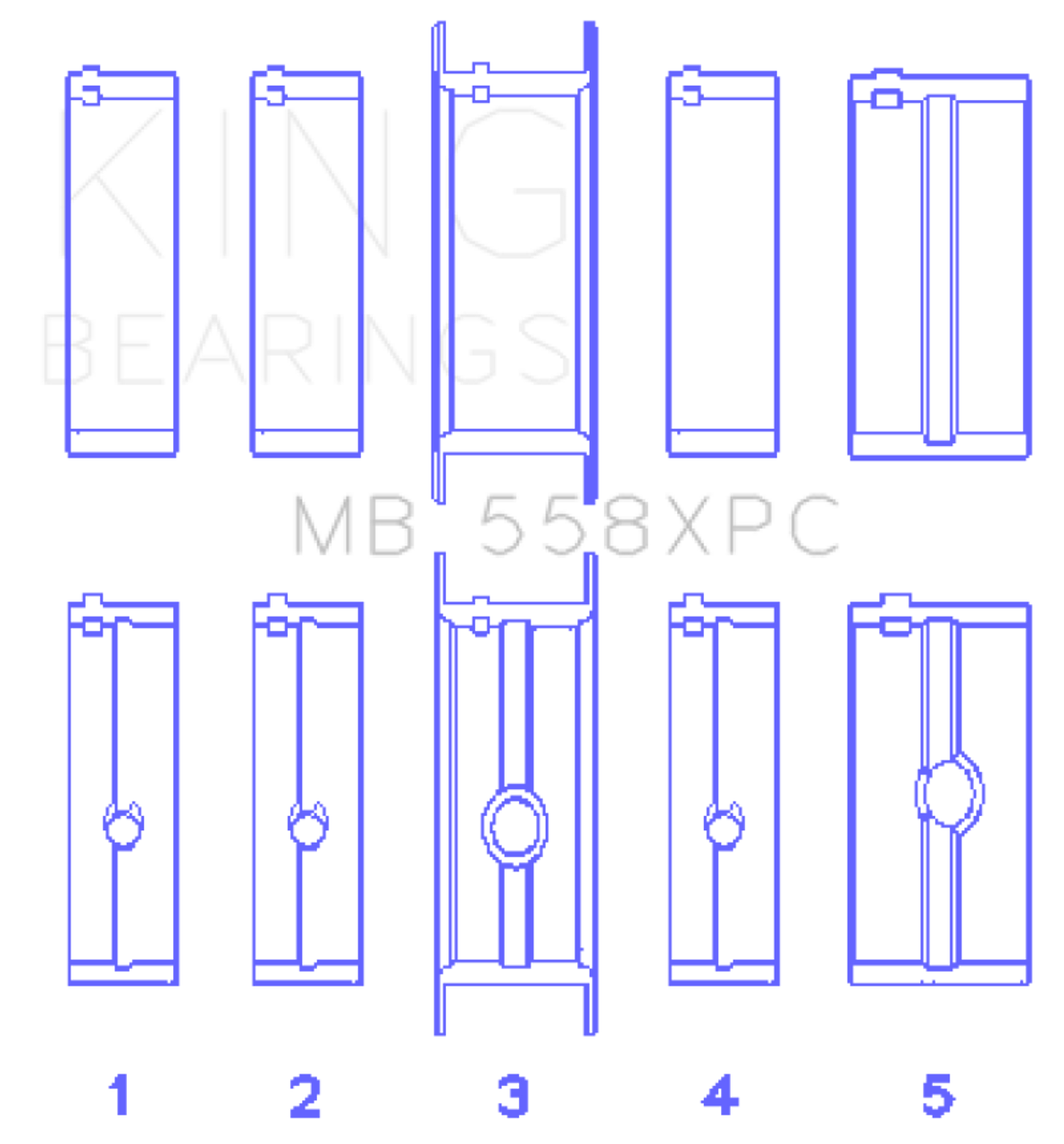 King Chrysler 273 / 301 / 313 / 318 / 340 (Size STDX Oversized) Crankshaft Main Bearing Set - MB558XPCSTDX Photo - Primary