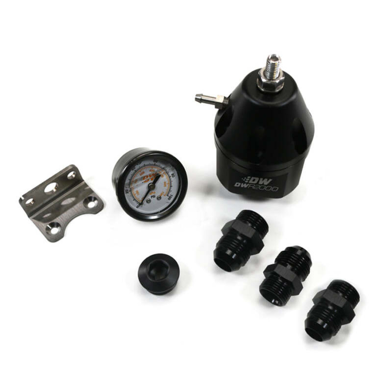 DeatschWerks DWR2000 AFPR + Pressure Gauge + 10AN Fittings - Anodized Black - 6-2000-FRB-1010 Photo - Primary