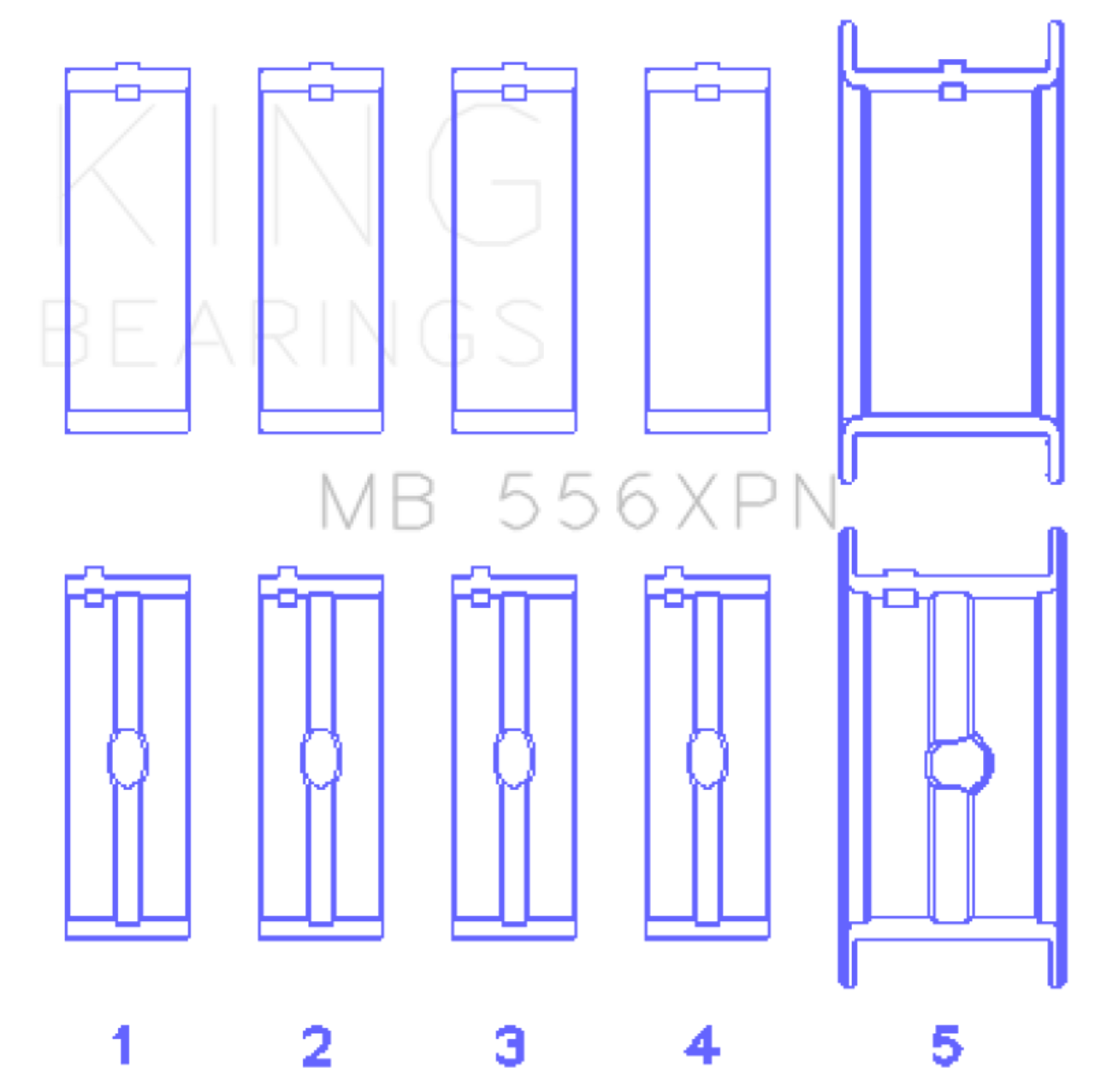 King Chevrolet 369-502 Gen IV/ V/ VI - (Size .010) Main Bearing Set - MB556XPN010 Photo - Primary