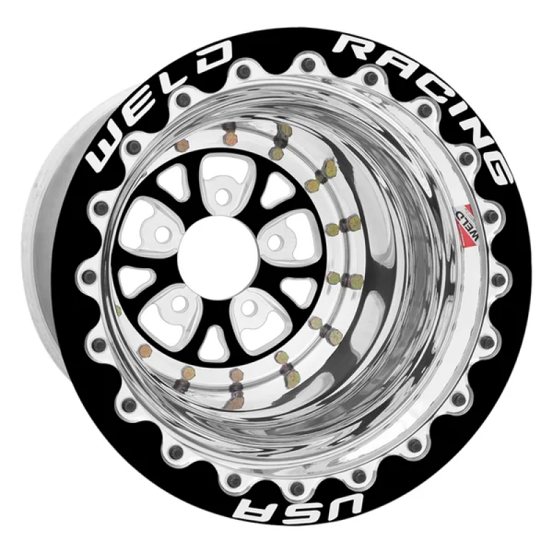 Weld V-Series 15x13 / 5X4.75 BP / 3in. BS Black 3 Piece Wheel - Black Single Beadlock MT - 84B-513B276MB Photo - Primary