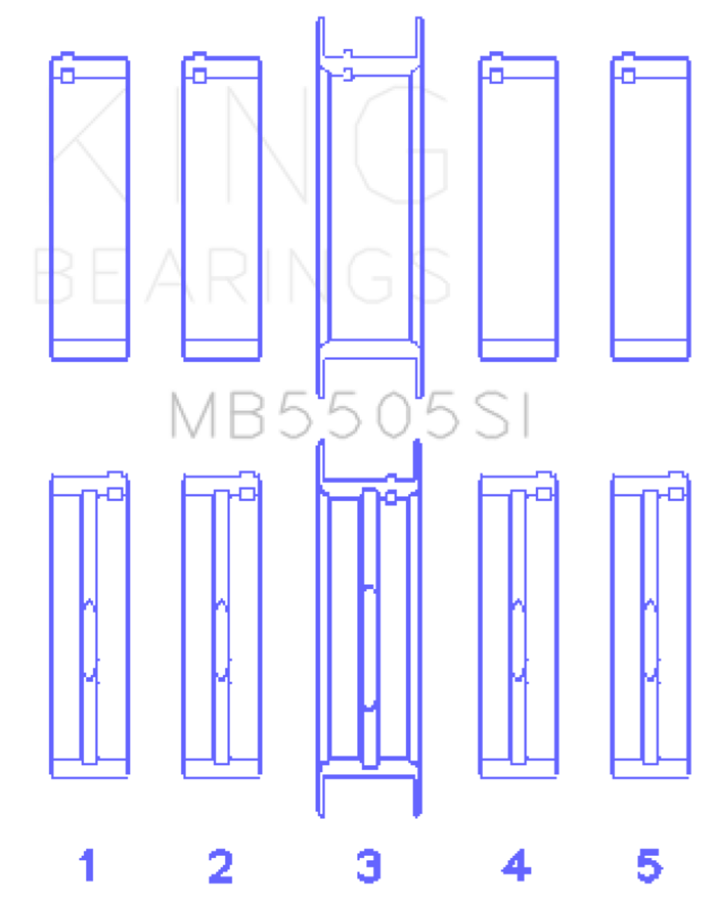 King Engine Bearings Ford 351ci/400ci 16V Main Bearing Set (Size 020) - Set Of 10 - MB5505SI020 Photo - Primary