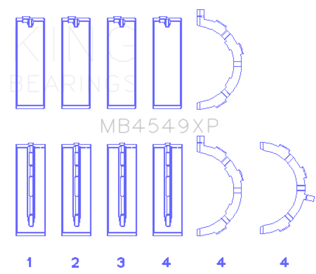 King Ford Ecoboost 3.5L V6 (size .10) Coated Main Bearing Set - MB4549XP010 Photo - Primary