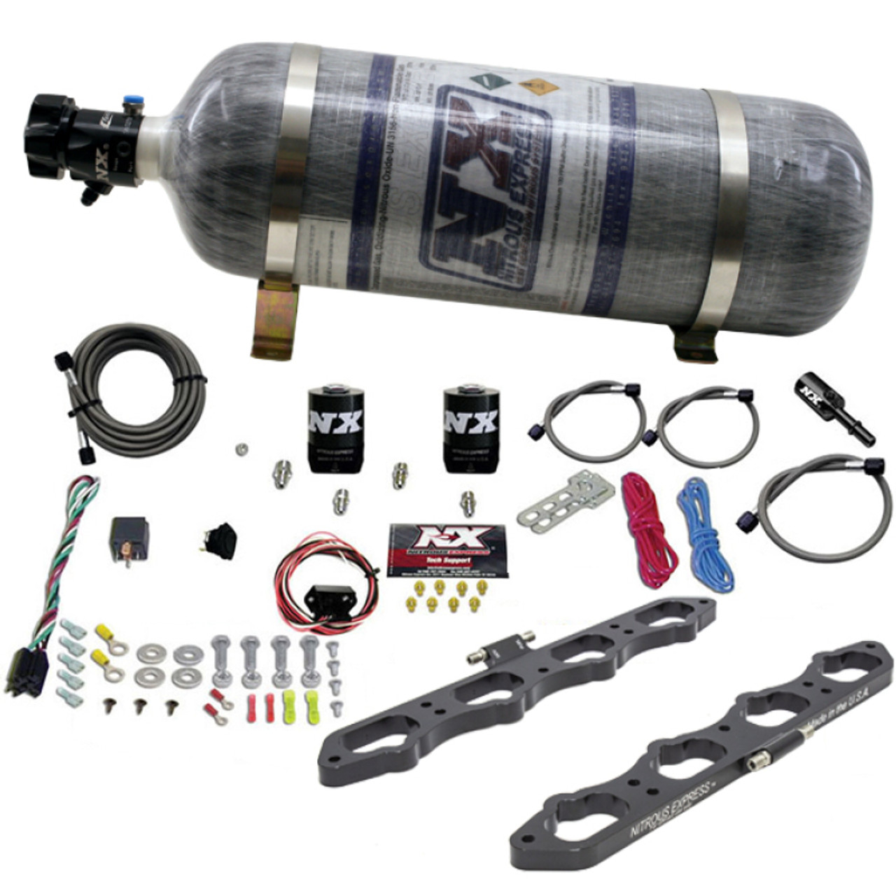 Nitrous Express 2018+ Ford 5.0L Coyote Wet Direct Port Plate System (w/12lb Bottle) - 20956-12 Photo - Primary