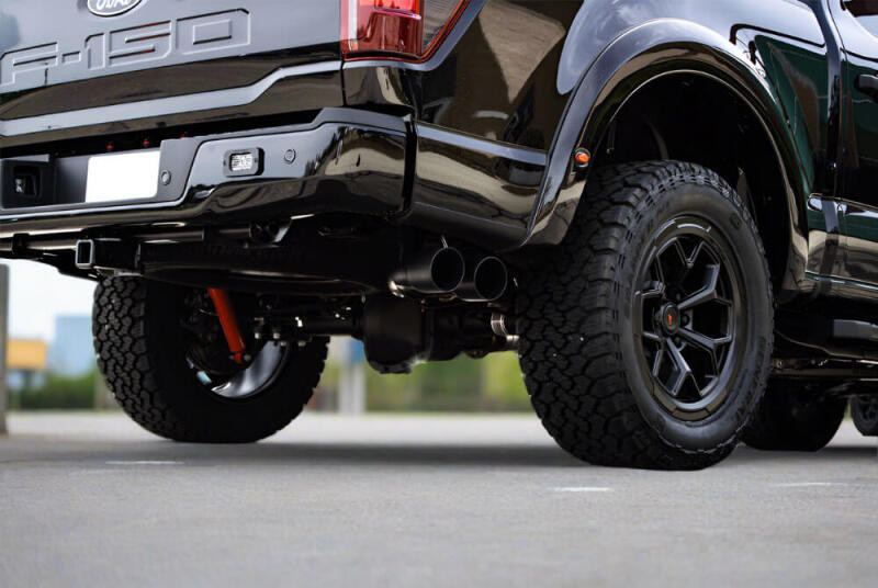 Roush 21-24 Ford F-150 5.0L V8 Side Exit Catback Active Ready Exhaust w/ Black Tips - 422264-BLK Photo - Close Up