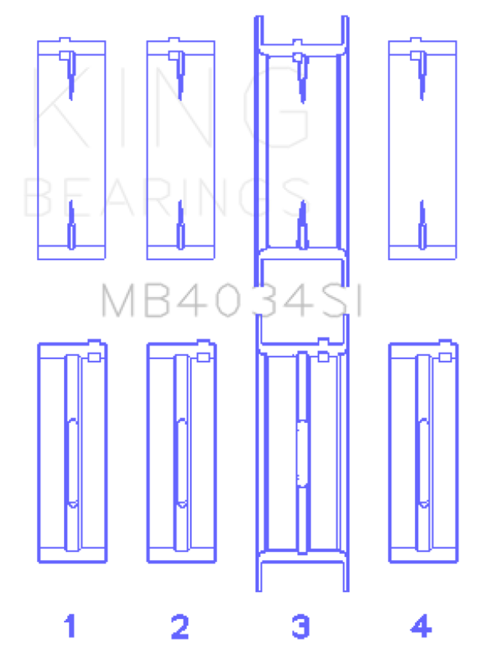 King Engine Bearings Ford 232 (Size +0.75mm) Main Bearing Set - MB4034SI0.75 Photo - Primary