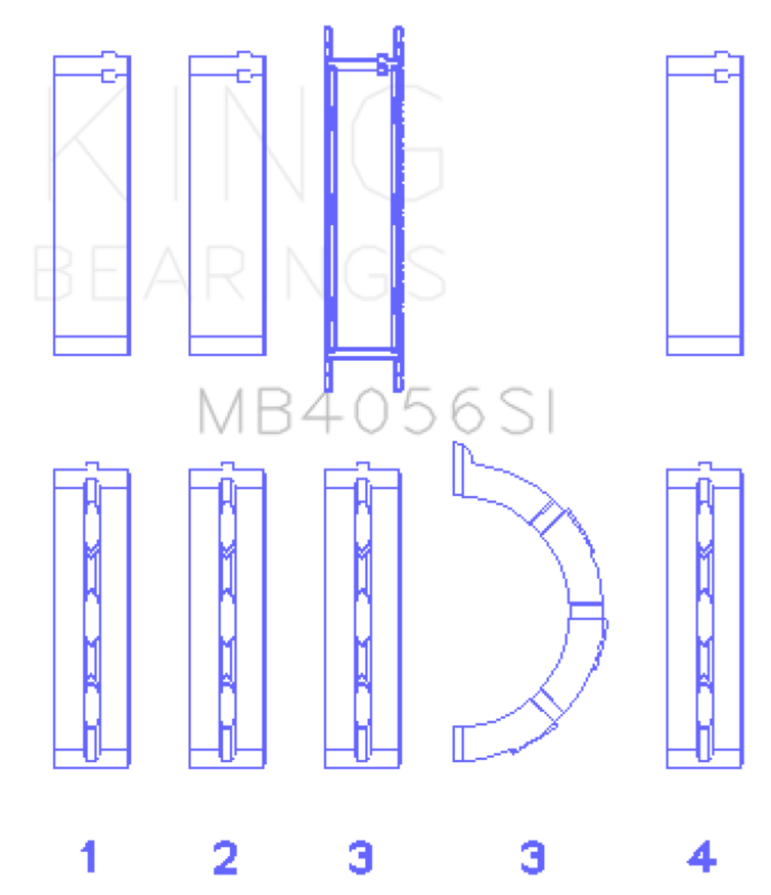 King Engine Bearings Ford 155 (Size +0.75mm) Main Bearing Set - MB4056SI0.75 Photo - Primary