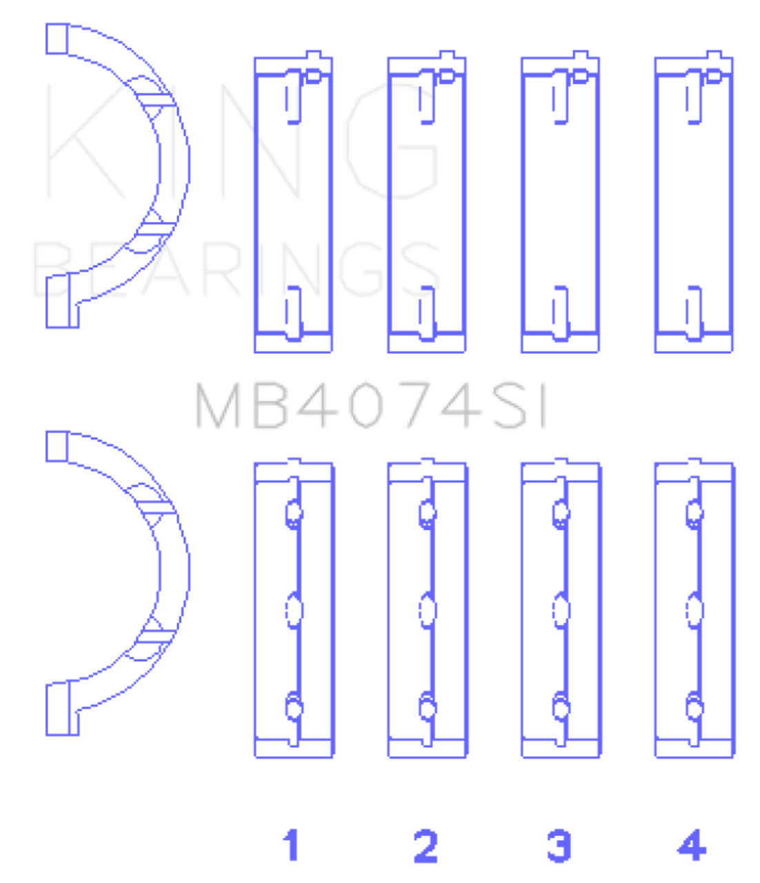 King Engine Bearings Chrysler 2.7L (Size +0.75mm) Main Bearing Set - MB4074SI0.75 Photo - Primary