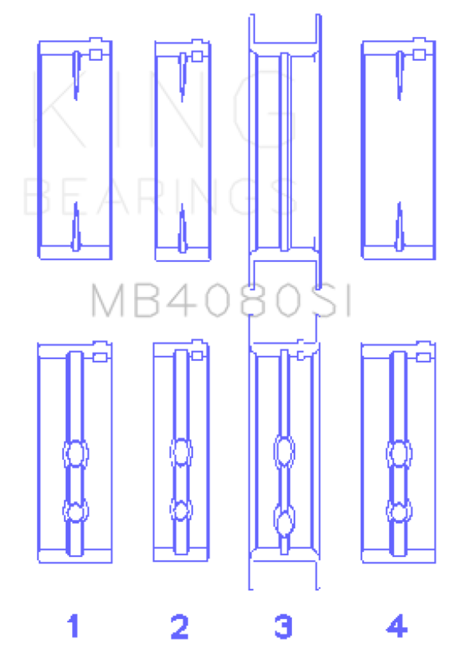 King Engine Bearings Gmc 2.8L/3.4L V6 173Ci/207Ci (Size +0.75mm) Main Bearing Set - MB4080SI0.75 Photo - Primary