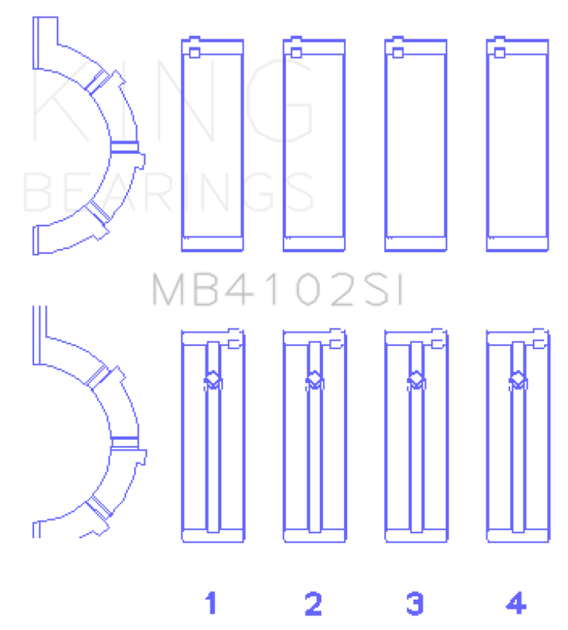 King Engine Bearings Chrysler 226 (3.7L) (Size +0.50mm) Main Bearing Set - MB4102SI0.5 Photo - Primary