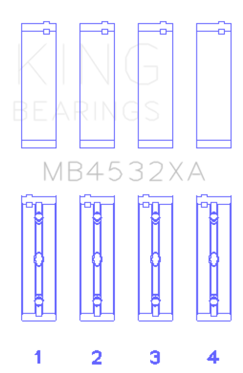 King Engine Bearings Mercedes Benz Om 642.822/36/910/20/30/70 (Size +0.25mm) Main Bearing Set - MB4532XA0.25 Photo - Primary
