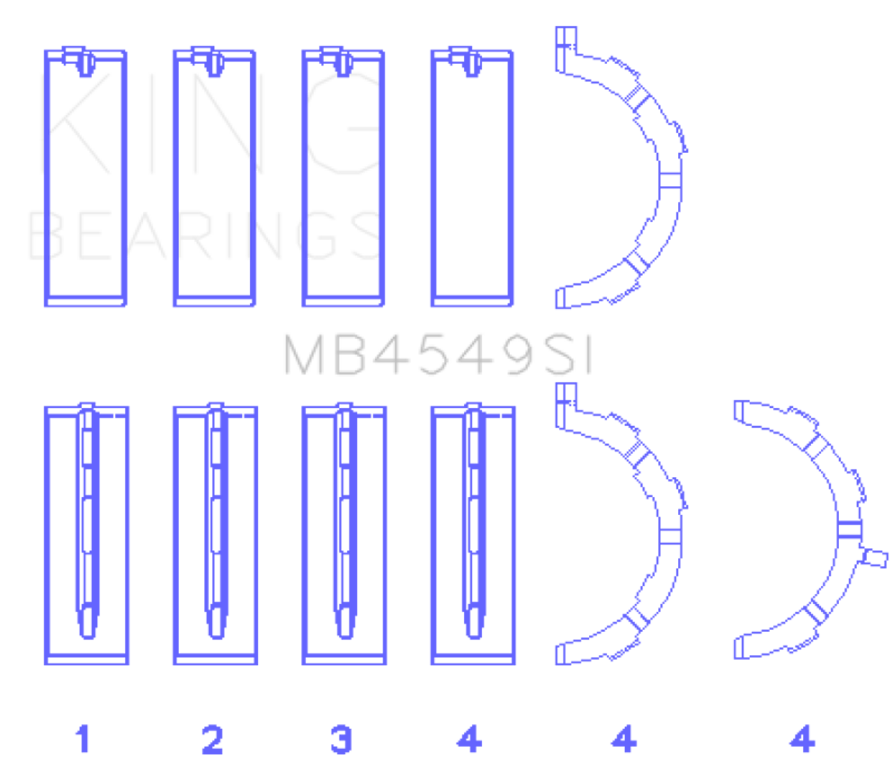 King Engine Bearings Ford Ecoboost 3.5L V6 (Size +0.25mm) Main Bearing Set - MB4549SI0.25 Photo - Primary