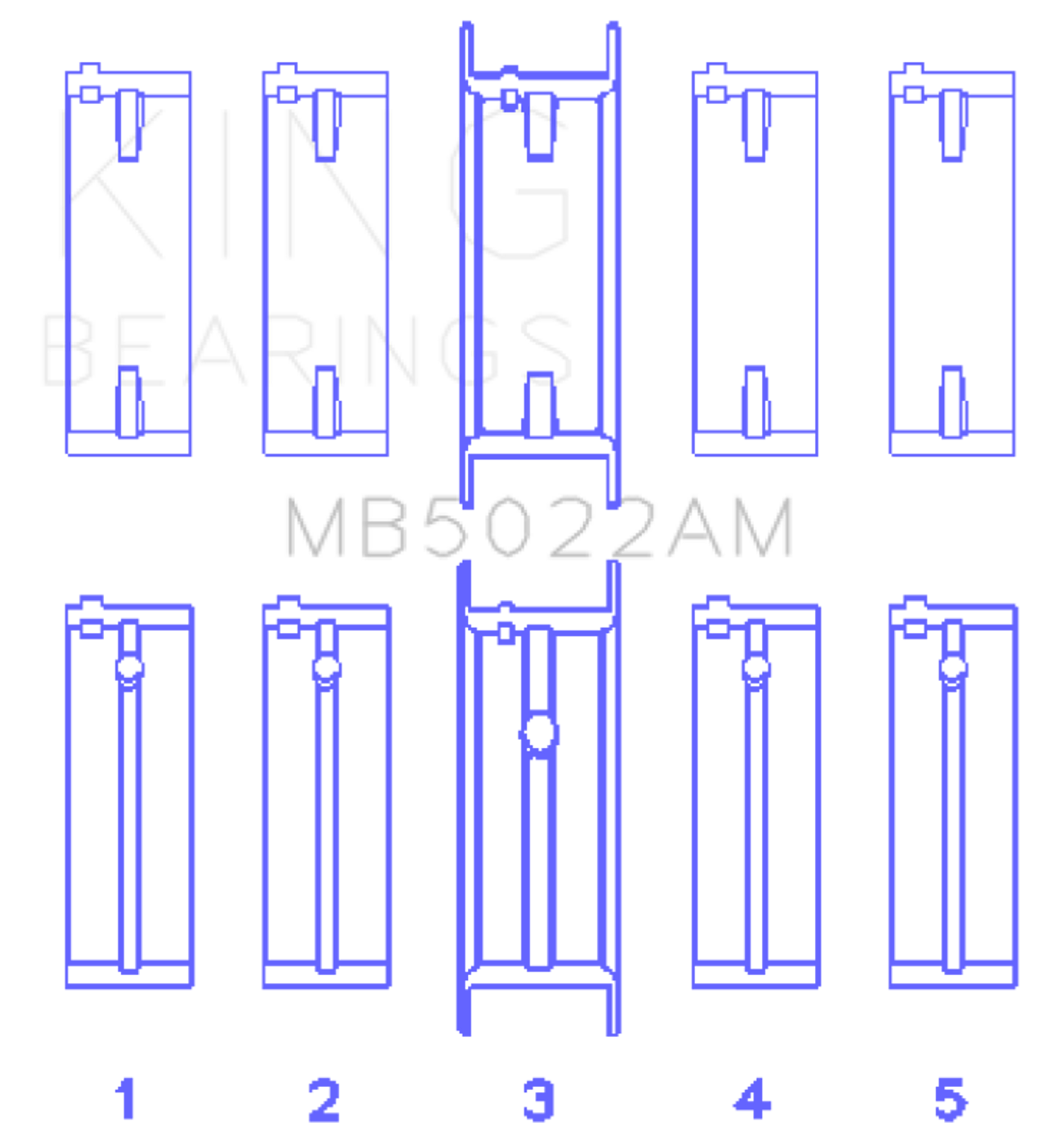 King Engine Bearings Hyundai G4Ed/G4Ae/G4Fk (Size +0.50mm) Main Bearing Set - MB5022AM0.5 Photo - Primary
