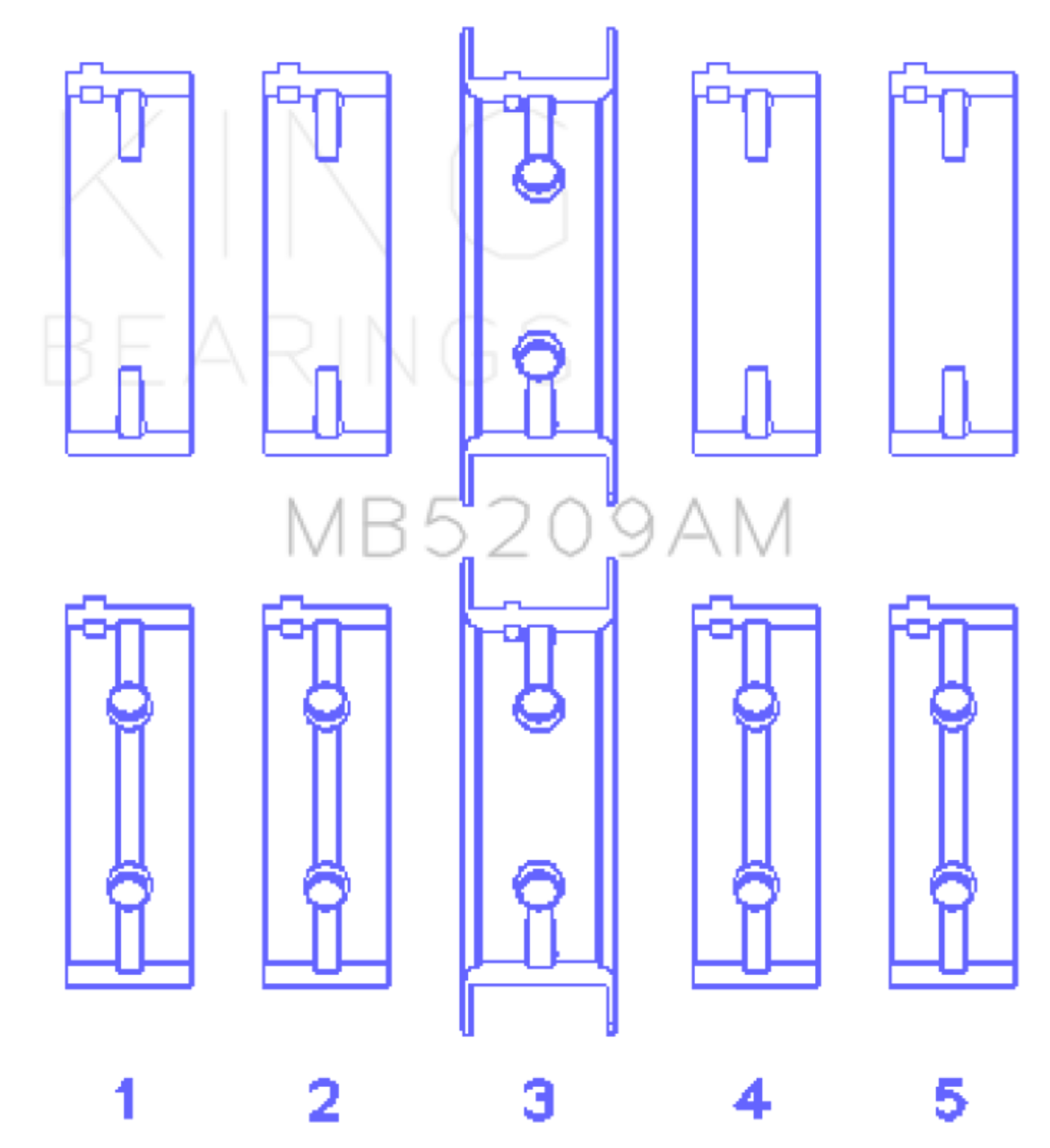 King Engine Bearings Mitsubishi 4G63/64/DOHC (Size +0.50mm) Main Bearing Set - MB5209AM0.5 Photo - Primary