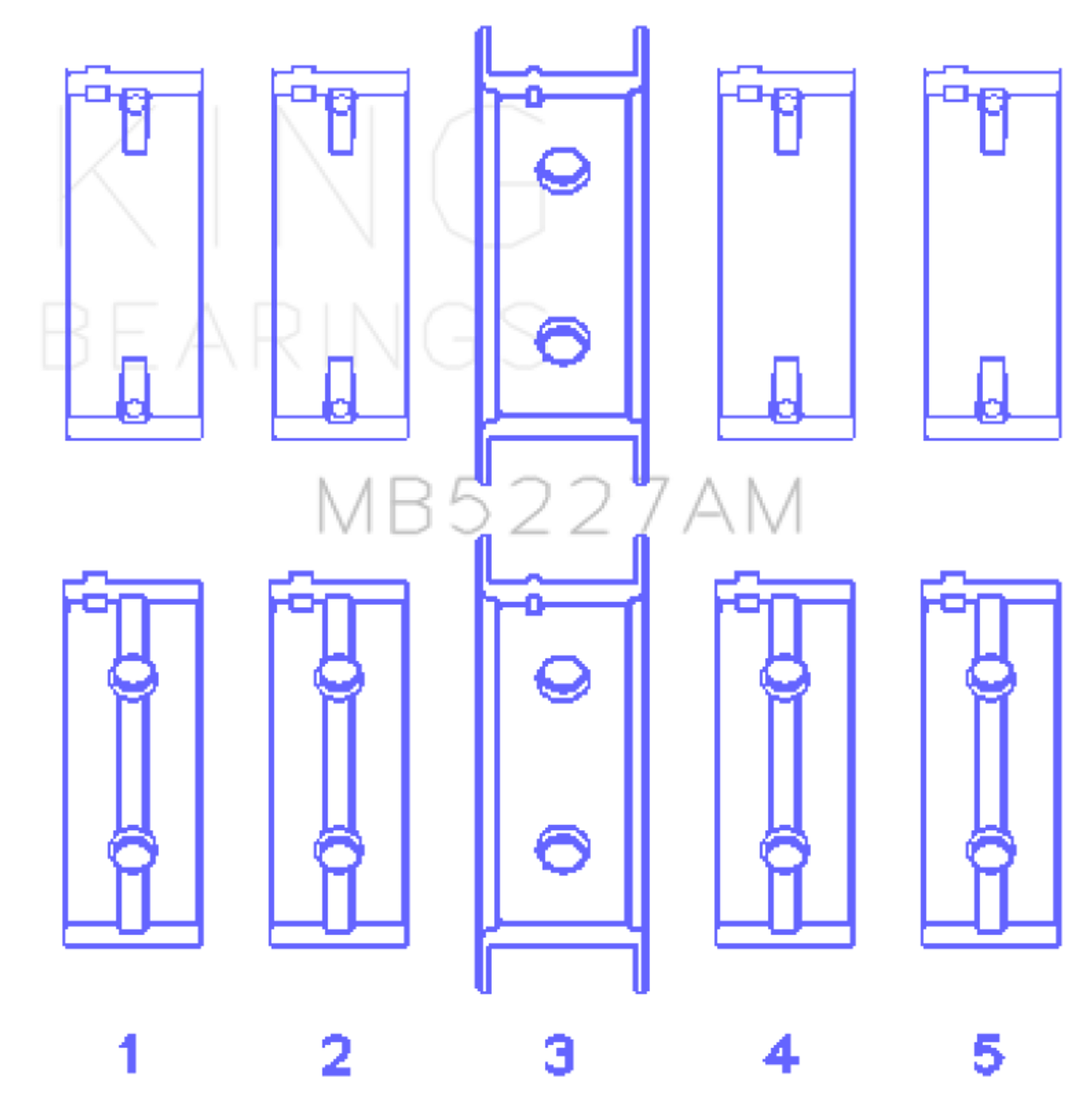 King Engine Bearings Mitsubishi 4G63/4G63T (->92) (Size +0.75mm) Main Bearing Set - MB5227AM0.75 Photo - Primary