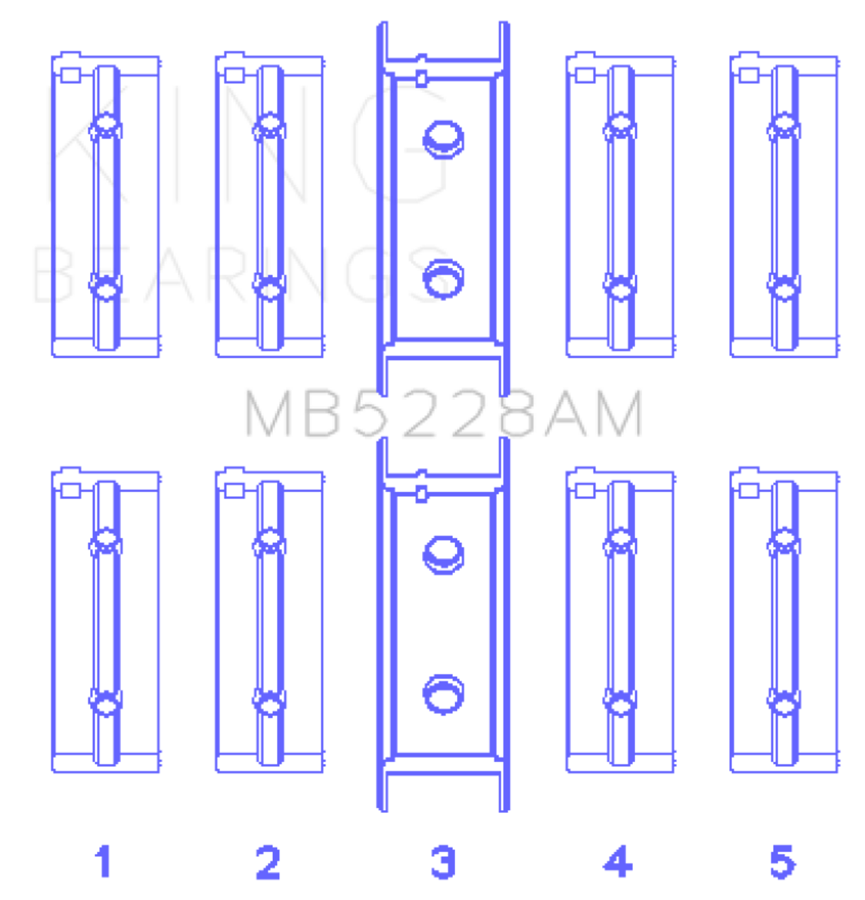 King Engine Bearings Mitsubishi 4G52 (Size +0.50mm) Main Bearing Set - MB5228AM0.5 Photo - Primary