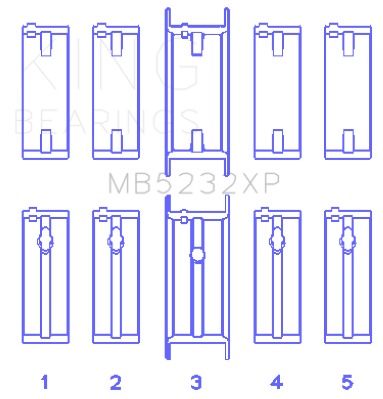 King Engine Bearings Nissan CA16DET/CA18DET/CA20ET (Size +0.50mm) Main Bearing Set - MB5232XP0.5 Photo - Primary