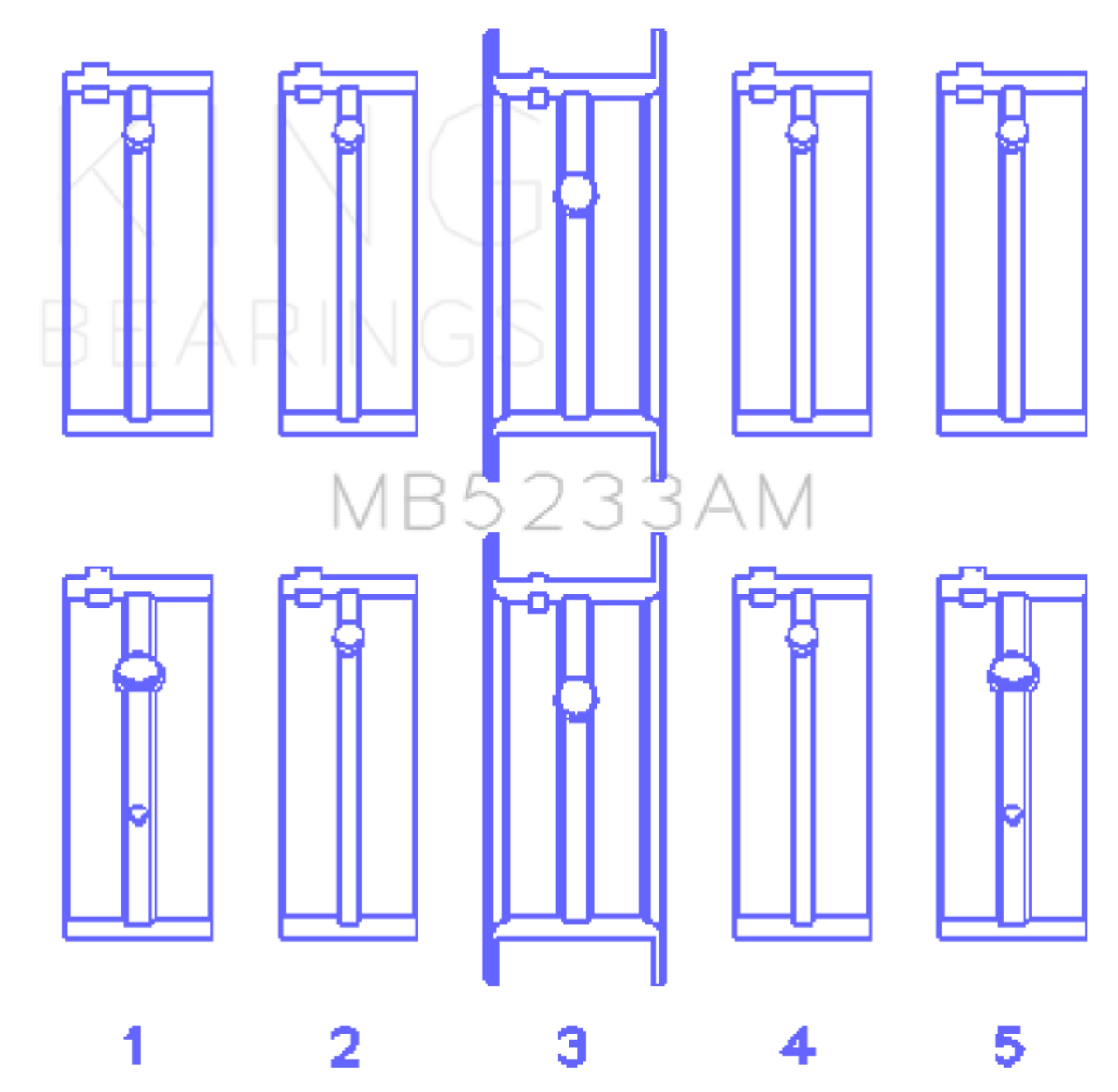King Engine Bearings Nissan L20B/Z20/Z22/Z24 (Size +0.50mm) Main Bearing Set - MB5233AM0.5 Photo - Primary