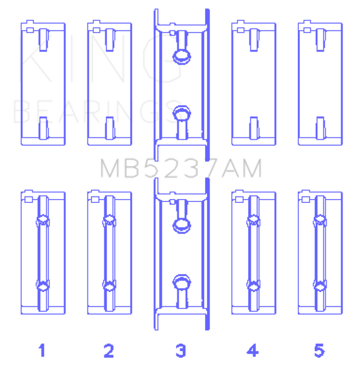 King Engine Bearings Mitsubishi 4G12 (Size +0.25mm) Main Bearing Set - MB5237AM0.25 Photo - Primary
