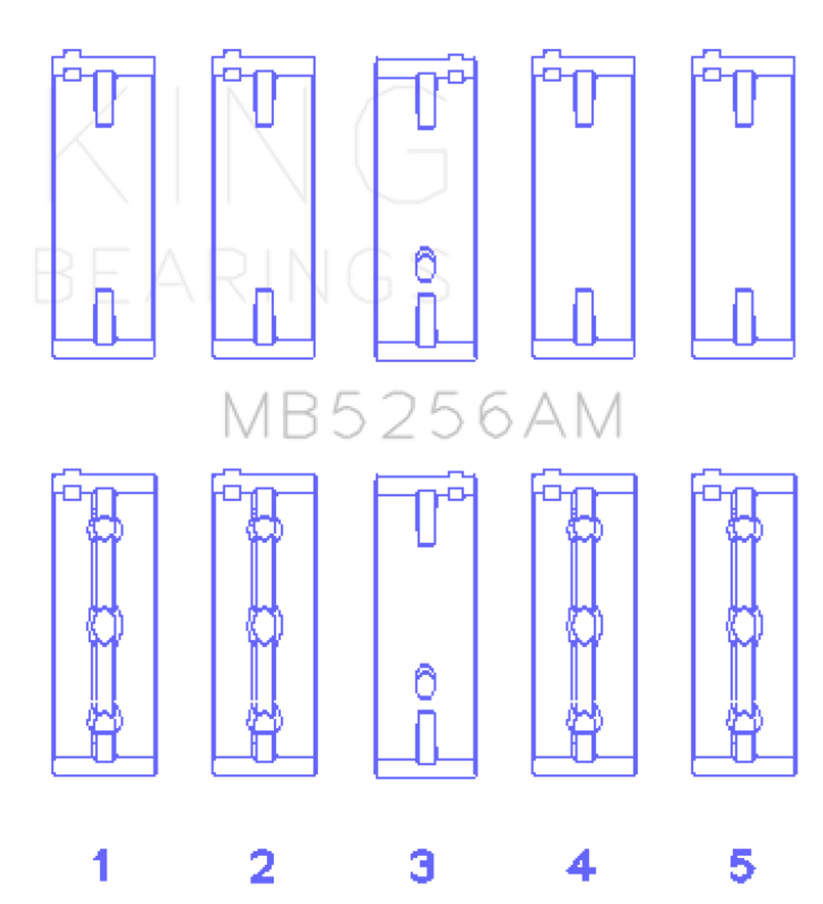 King Engine Bearings Hyundai Lantra 1600 (Size +0.25mm) Main Bearing Set - MB5256AM0.25 Photo - Primary