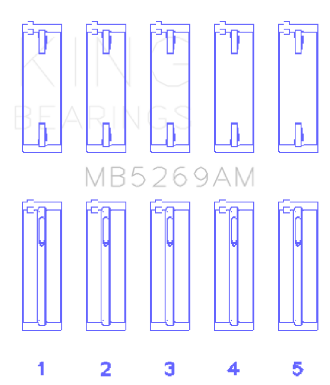 King Engine Bearings VW/Audi Aku/Aqm/Cr/Cy/Jk/Jr/Ky/Ra (Size +0.25mm) Main Bearing Set - MB5269AM0.25 Photo - Primary