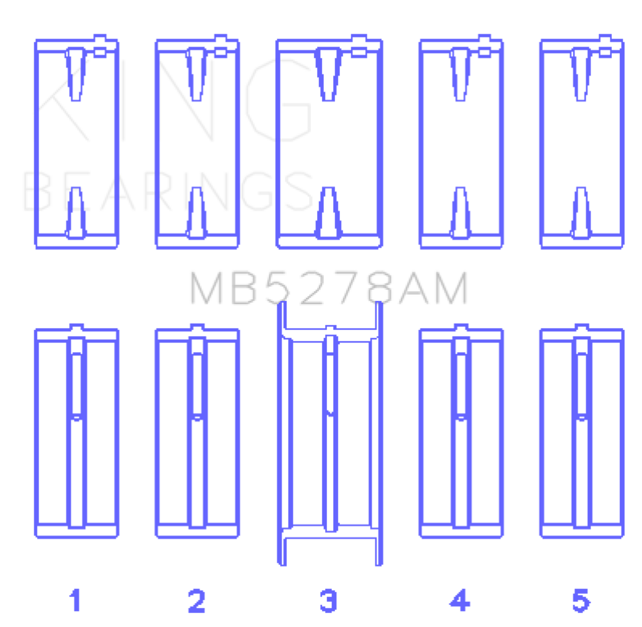 King Engine Bearings Ford 140Ci /2.3Liter/L4 (Size +0.25mm) Main Bearing Set - MB5278AM0.25 Photo - Primary