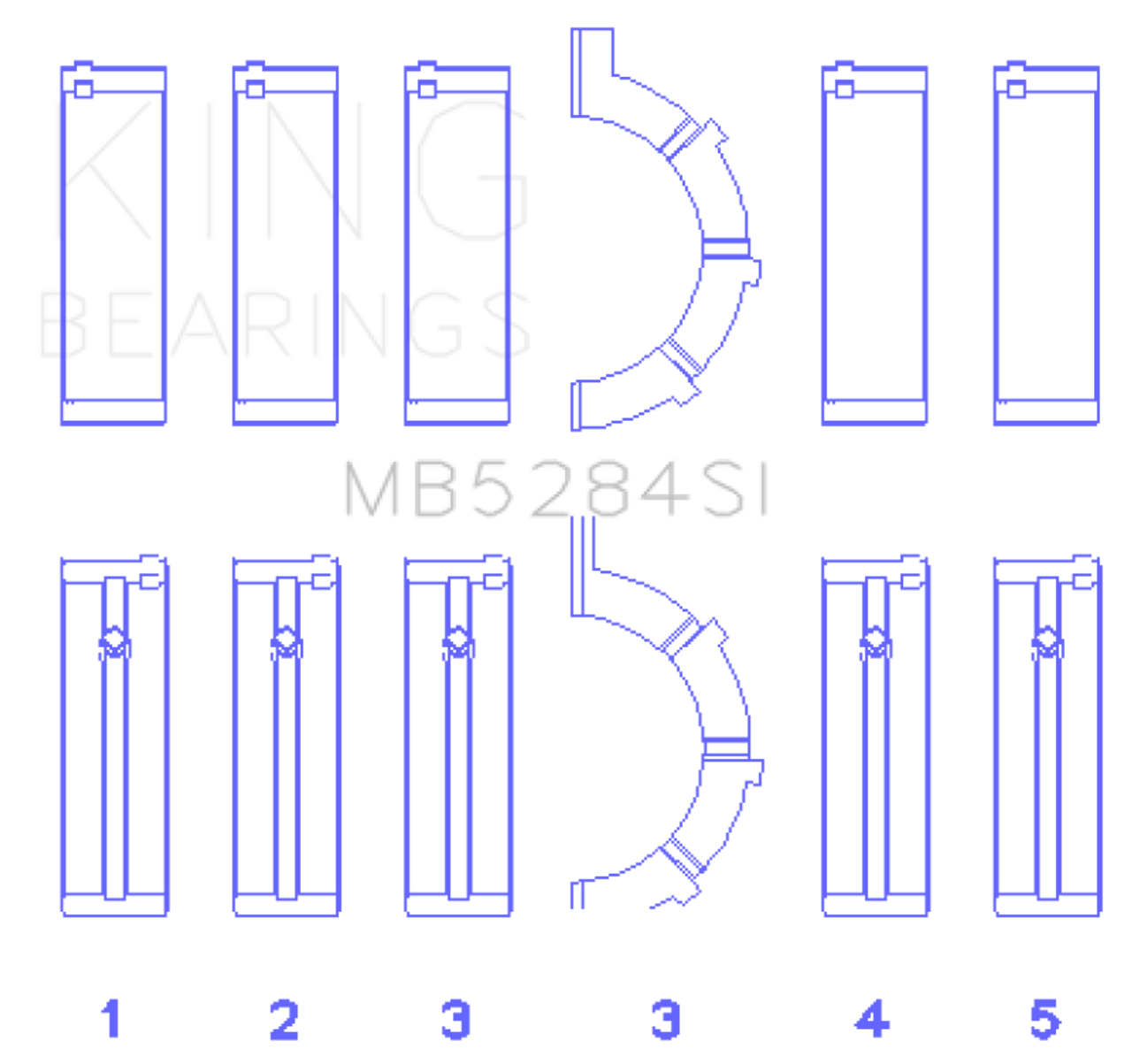 King Engine Bearings Chrysler/Jeep 287Ci 4.7L (Size +0.50mm) Main Bearing Set - MB5284SI0.5 Photo - Primary