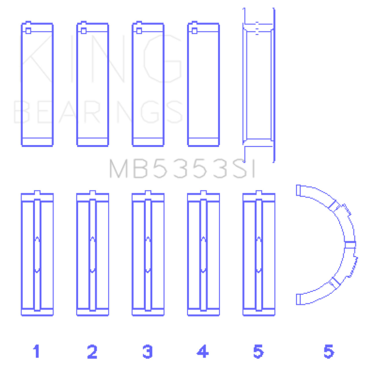 King Engine Bearings Ford 281 4.6L Sohc 16V (Size +0.50mm) Main Bearing Set - MB5353SI0.5 Photo - Primary