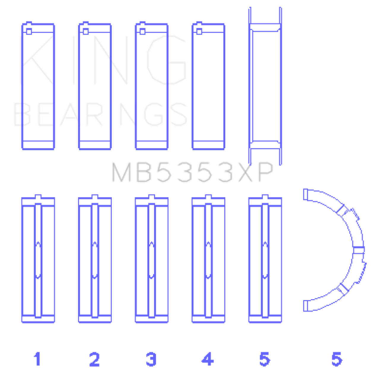 King Engine Bearings Ford 281 4.6L Sohc 16V (Size +0.25mm) Main Bearing Set - MB5353XP0.25 Photo - Primary