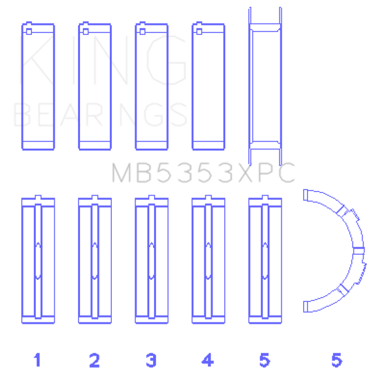 King Engine Bearings Ford 281 4.6L Sohc 16V (Size STDX) Main Bearing Set - MB5353XPCSTDX Photo - Primary