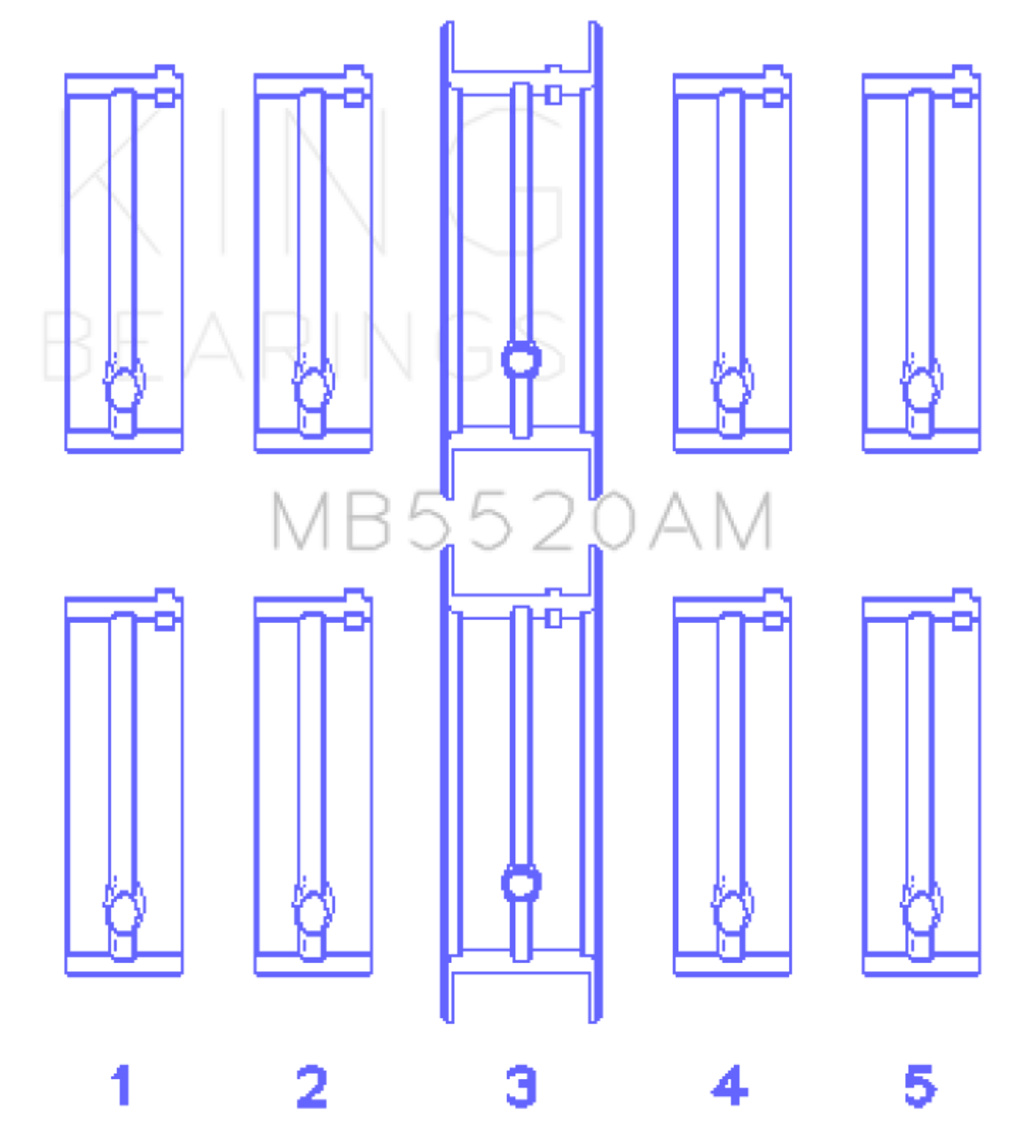 King Engine Bearings Opel C20Xe/X18Xe/X22Xe (Size +0.50mm) Main Bearing Set - MB5520AM0.5 Photo - Primary