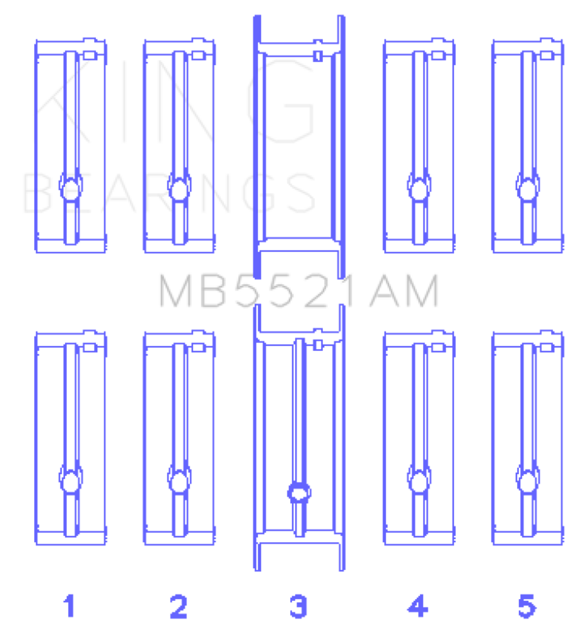 King Engine Bearings Chrysler 2.2 (Size +0.75mm) Main Bearing Set - MB5521AM0.75 Photo - Primary