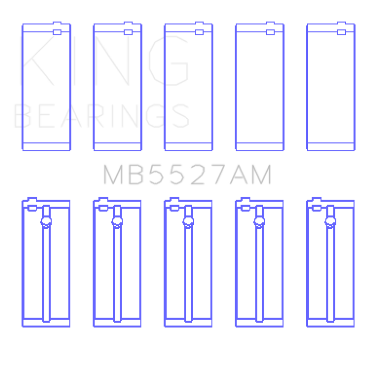 King Engine Bearings Toyota 4A-Fe/5A-Fe/7A-Fe (Size +1.0mm) Main Bearing Set - MB5527AM1.0 Photo - Primary