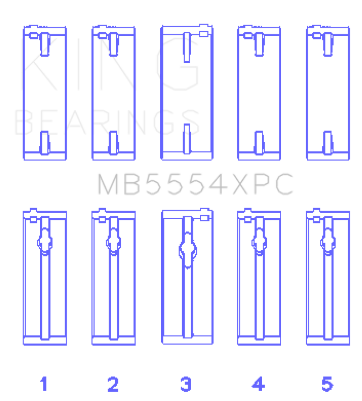 King Engine Bearings Toyota 3Sgte/16V 2.0L (Size STDX) Main Bearing Set - MB5554XPCSTDX Photo - Primary