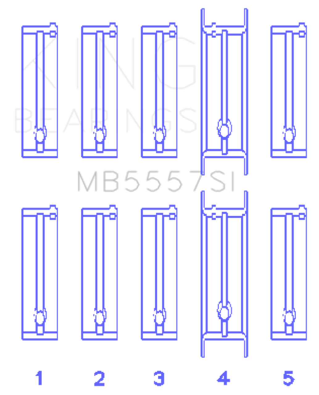 King Engine Bearings ChevrolET 121Ci/Ln2 134Ci (Size +1.0mm) Main Bearing Set - MB5557SI1.0 Photo - Primary