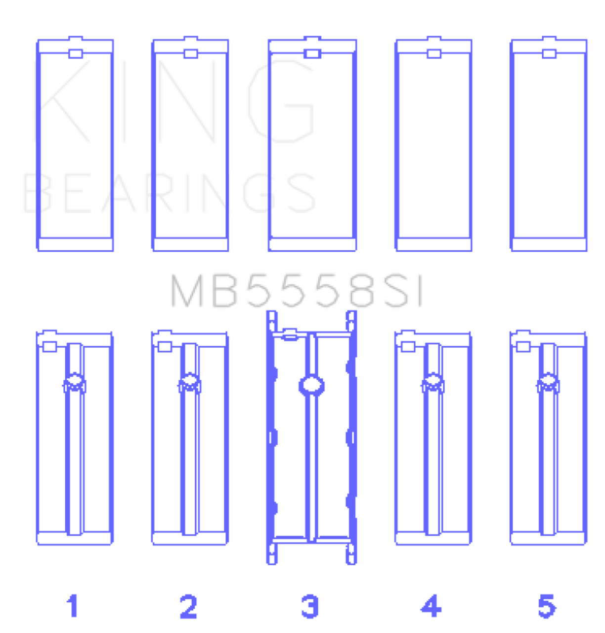 King Engine Bearings Ford R6A/114Ci 1.9L/121Ci 2.0L (Size +0.75mm) Main Bearing Set - MB5558SI0.75 Photo - Primary